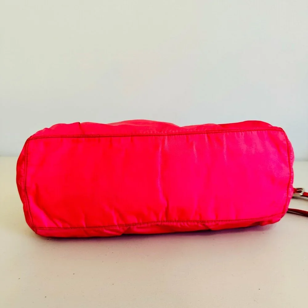 AUTH PRADA PINK TESSUTO NYLON SATCHEL BAG AND LEATHER ZIP-AROUND LONG WALLET SET - Picture 8 of 16